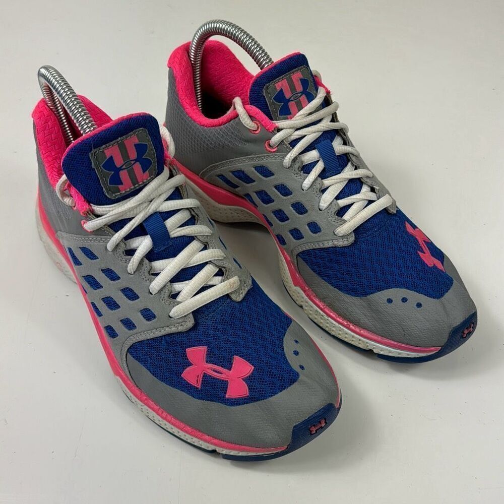 Under Armour Running Shoes Womens 7.5 Athletic Trainers 4D Foam Blue Pink